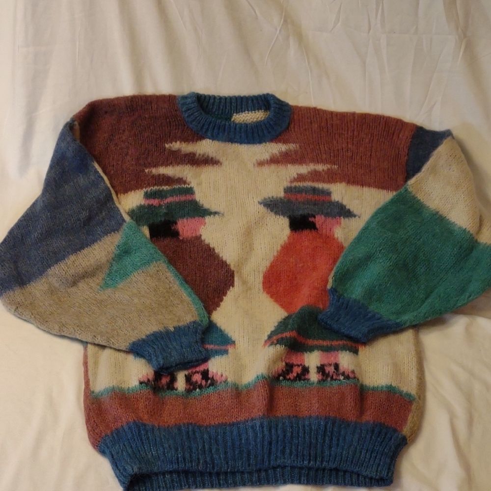 Hand Crafted Multicolor Graphic/Geometric Sweater… - image 1